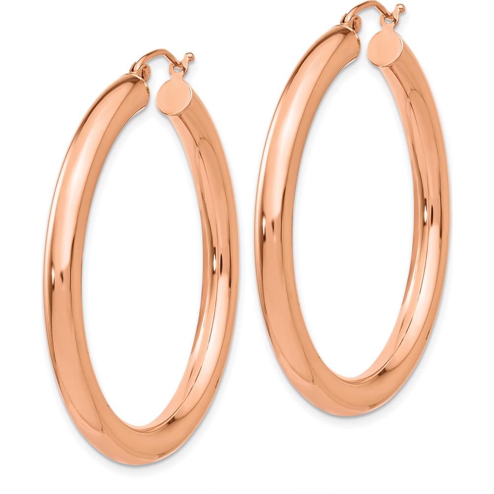 14K Rose Gold Polished 4mm Tube Hoop Earrings - 40mm Length by 0