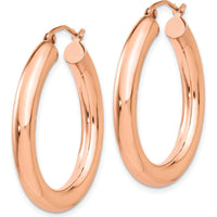 14K Rose Gold Polished 4mm Tube Hoop Earrings by 0