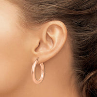14K Rose Gold Polished 4mm Tube Hoop Earrings by 0