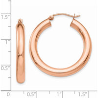 14K Rose Gold Polished 4mm Tube Hoop Earrings by 0