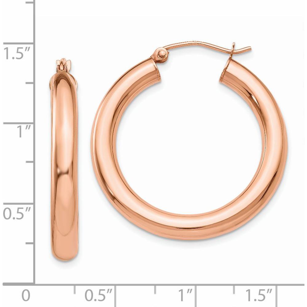 14K Rose Gold Polished 4mm Tube Hoop Earrings by 0