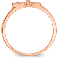 14K Rose Gold Polished & Diamond-Cut Cross Ring by Oro Pregiato