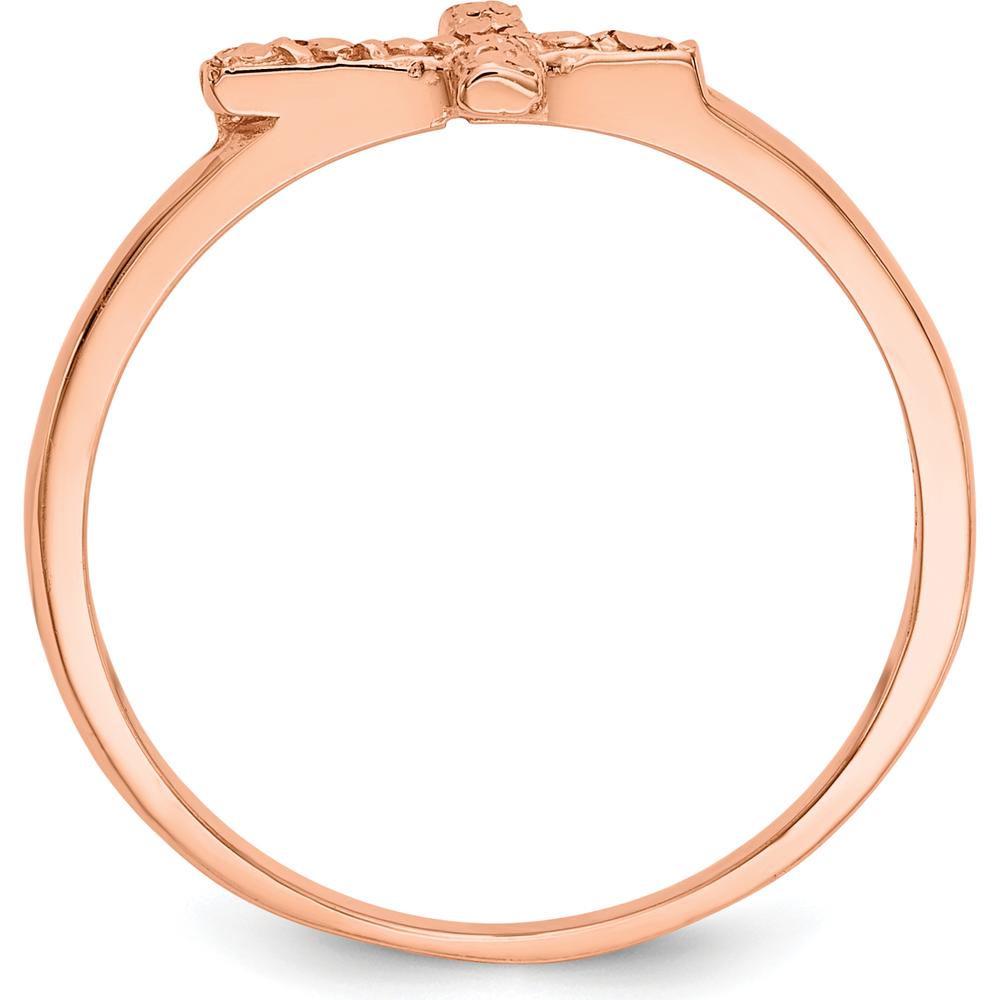14K Rose Gold Polished & Diamond-Cut Cross Ring by Oro Pregiato
