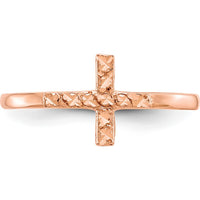 14K Rose Gold Polished & Diamond-Cut Cross Ring by Oro Pregiato