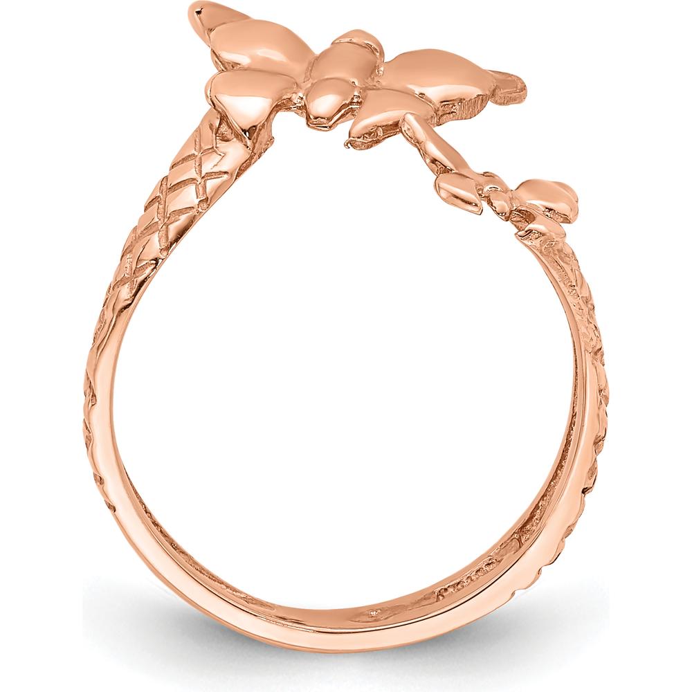 14K Rose Gold Polished & Textured Butterfly Toe Ring by Oro Pregiato
