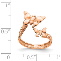 14K Rose Gold Polished & Textured Butterfly Toe Ring by Oro Pregiato