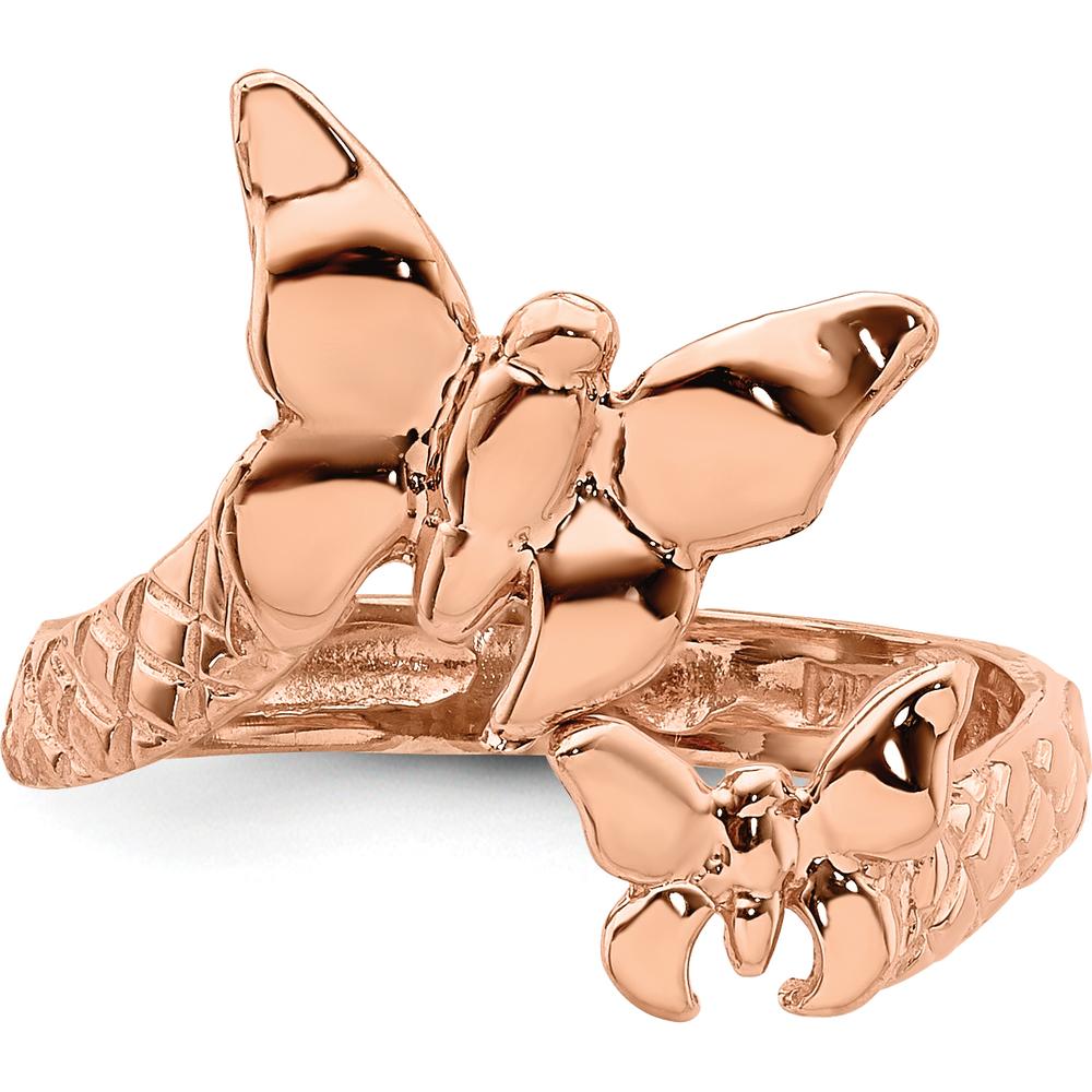 14K Rose Gold Polished & Textured Butterfly Toe Ring by Oro Pregiato