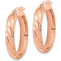 14K Rose Gold Polished and Twisted Oval Hoop Earrings by 0