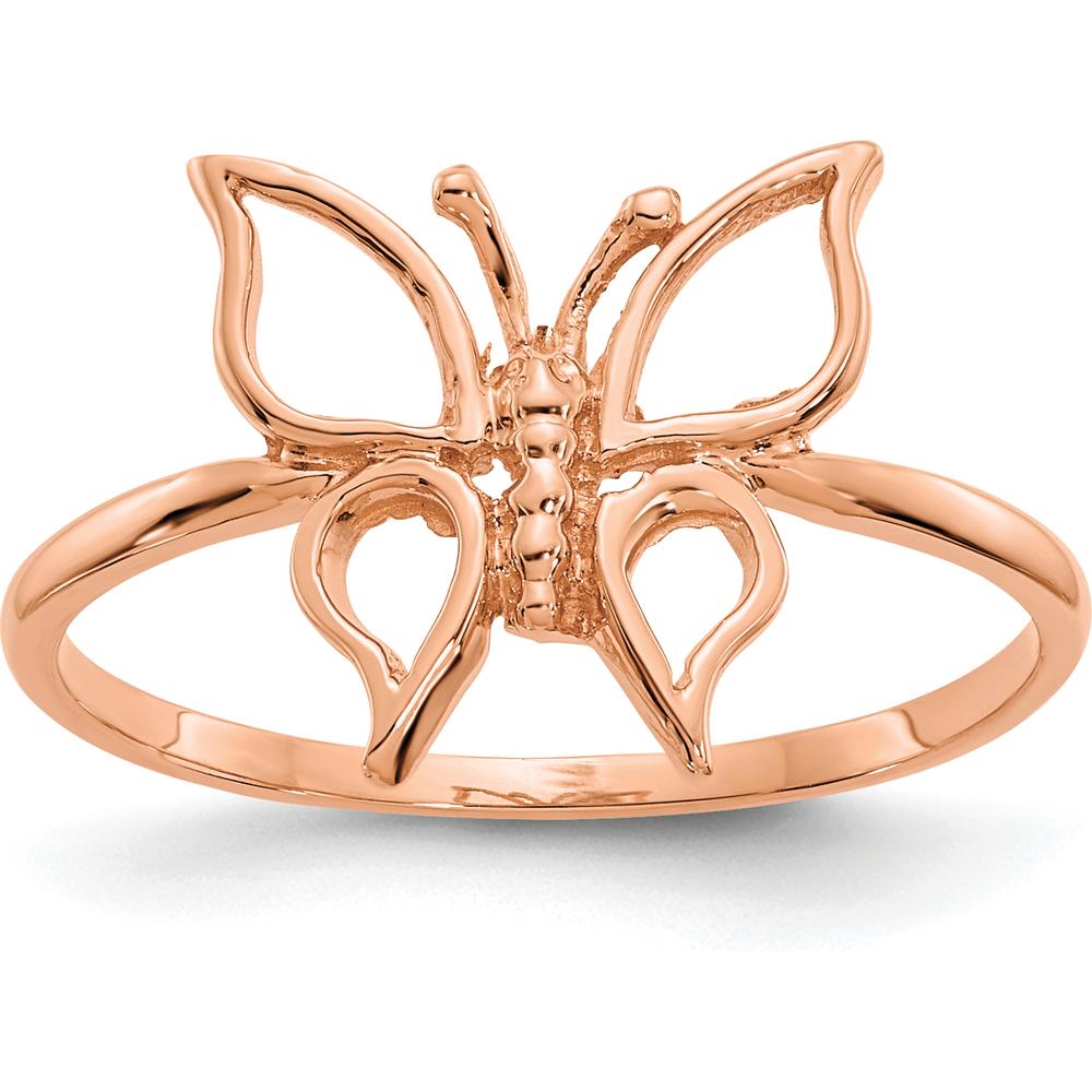 14K Rose Gold Polished Butterfly Ring by Oro Pregiato