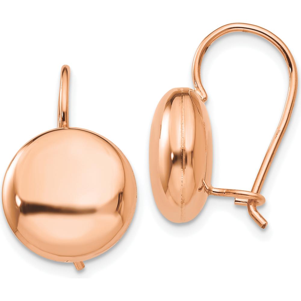 14K Rose Gold Polished Button Drop Earrings - 12mm by Oro Pregiato