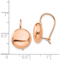 14K Rose Gold Polished Button Drop Earrings - 12mm by Oro Pregiato