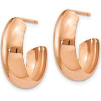 14K Rose Gold Polished C-Hoop Earrings - 19mm Length by 0