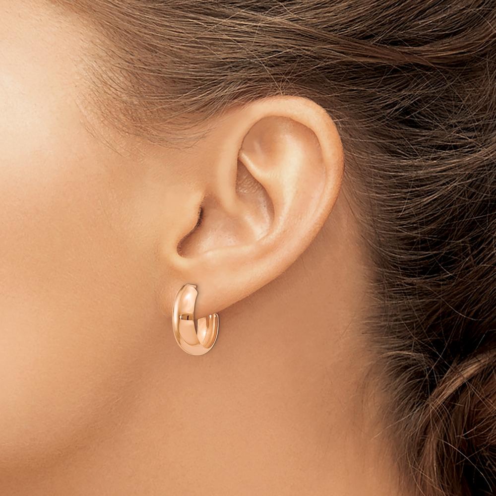14K Rose Gold Polished C-Hoop Earrings - 19mm Length by 0