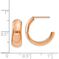 14K Rose Gold Polished C-Hoop Earrings - 19mm Length by 0