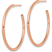 14K Rose Gold Polished C-Hoop Post Earrings - 35mm Length by 0