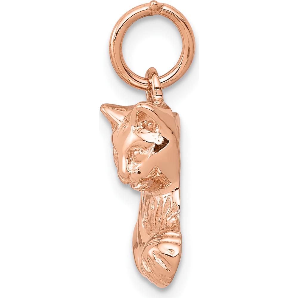 14K Rose Gold Polished Cat with Ball Charm - 18mm by Oro Pregiato
