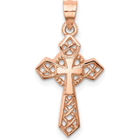 14K Rose Gold Polished Celtic Cross Pendant - 25mm Length by Oro Pregiato