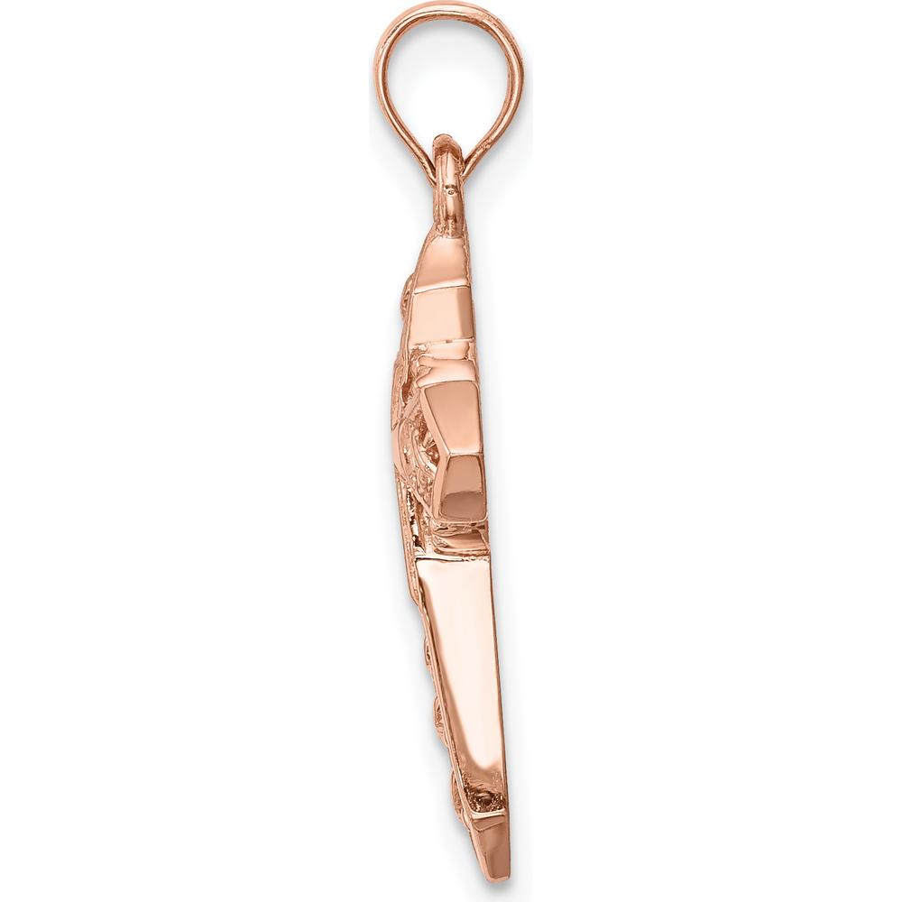 14K Rose Gold Polished Celtic Cross Pendant - 25mm Length by Oro Pregiato