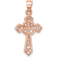 14K Rose Gold Polished Celtic Cross Pendant - 25mm Length by Oro Pregiato