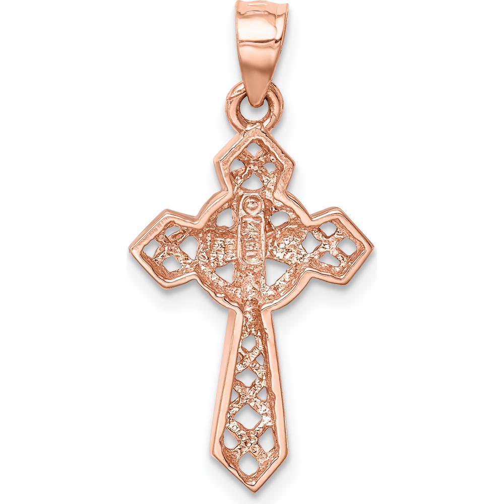 14K Rose Gold Polished Celtic Cross Pendant - 25mm Length by Oro Pregiato