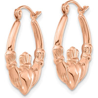 14K Rose Gold Polished Claddagh Hoop Earrings by 0