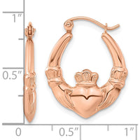 14K Rose Gold Polished Claddagh Hoop Earrings by 0