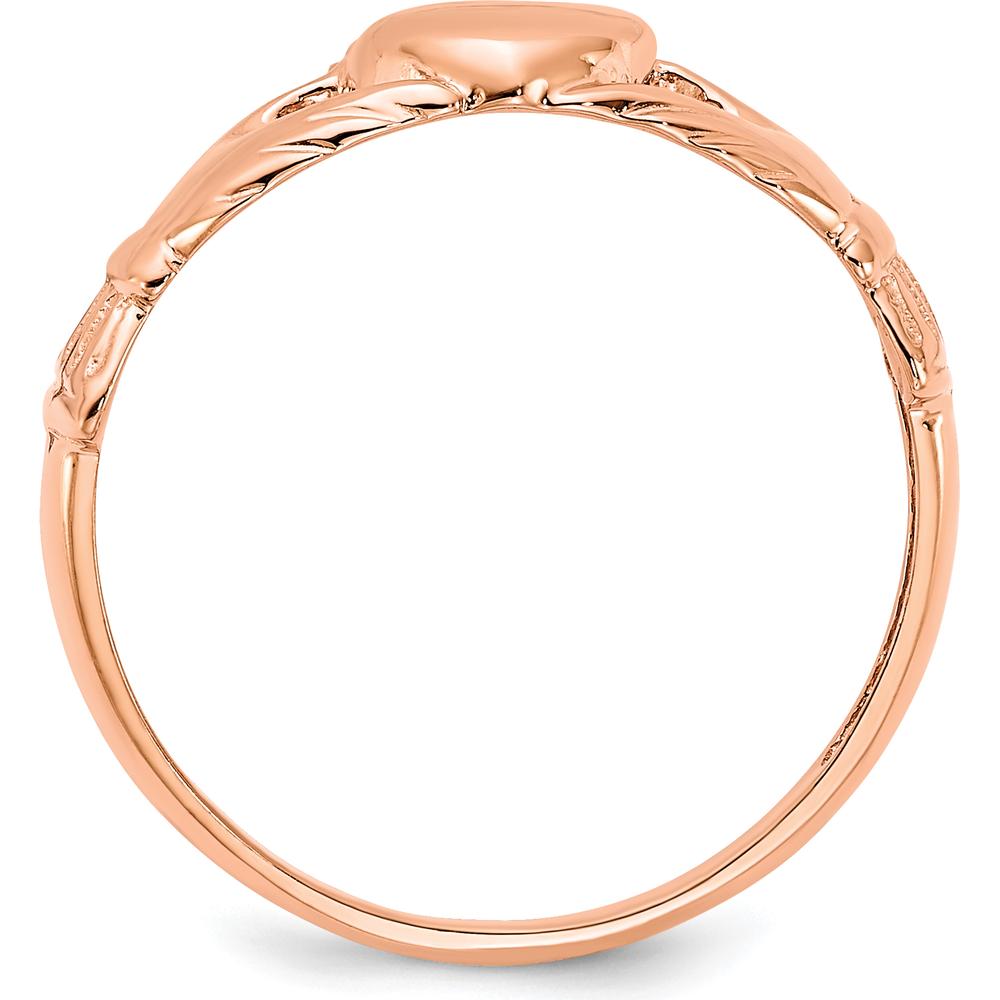 14K Rose Gold Polished Claddagh Ring with Crown and Heart Design by Oro Pregiato