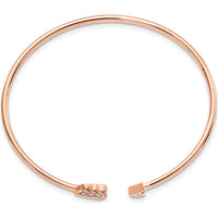 14K Rose Gold Polished Diamond Arrow Flexible Cuff Bangle Bracelet - 1/10 Carats Total Diamond Weight by Oro Pregiato