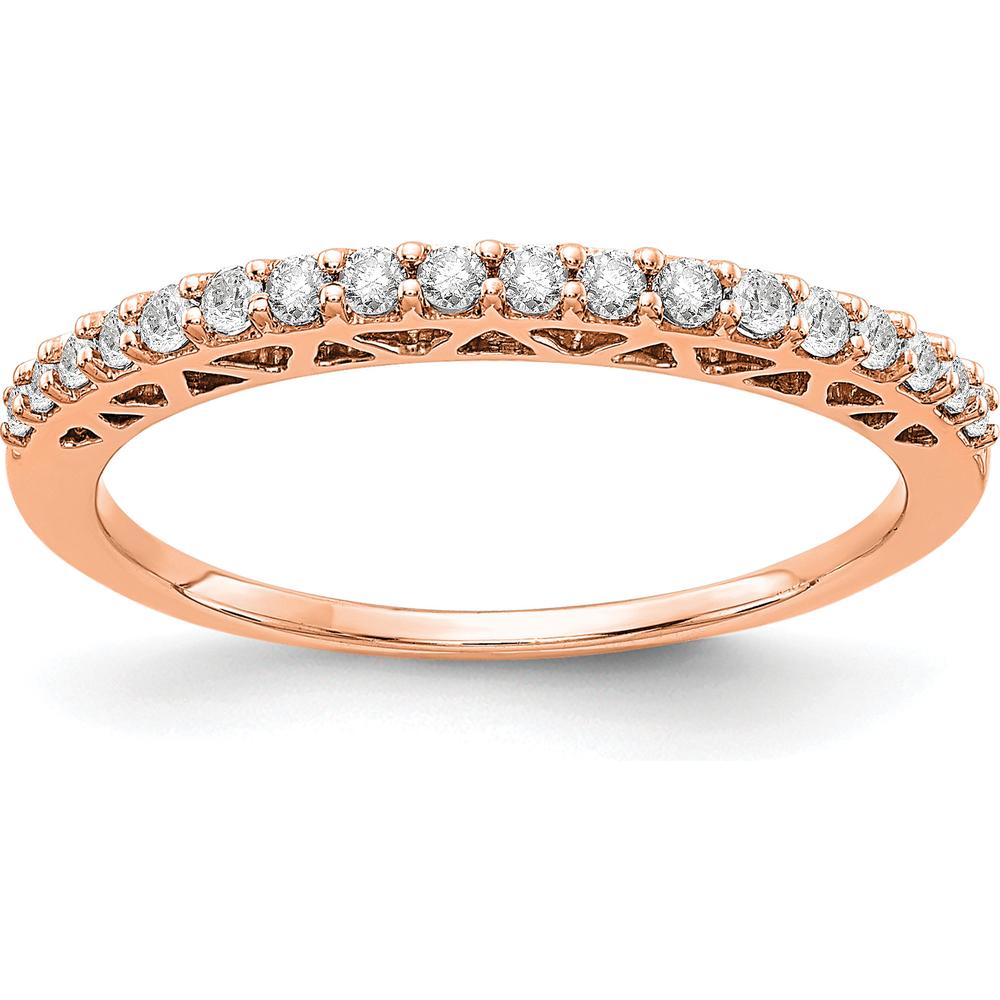 14K Rose Gold Polished Diamond Band with Round Natural Diamonds - 0.15 Carat Total Diamond Weight by 0