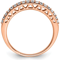 14K Rose Gold Polished Diamond Band with Round Natural Diamonds - 0.15 Carat Total Diamond Weight by 0