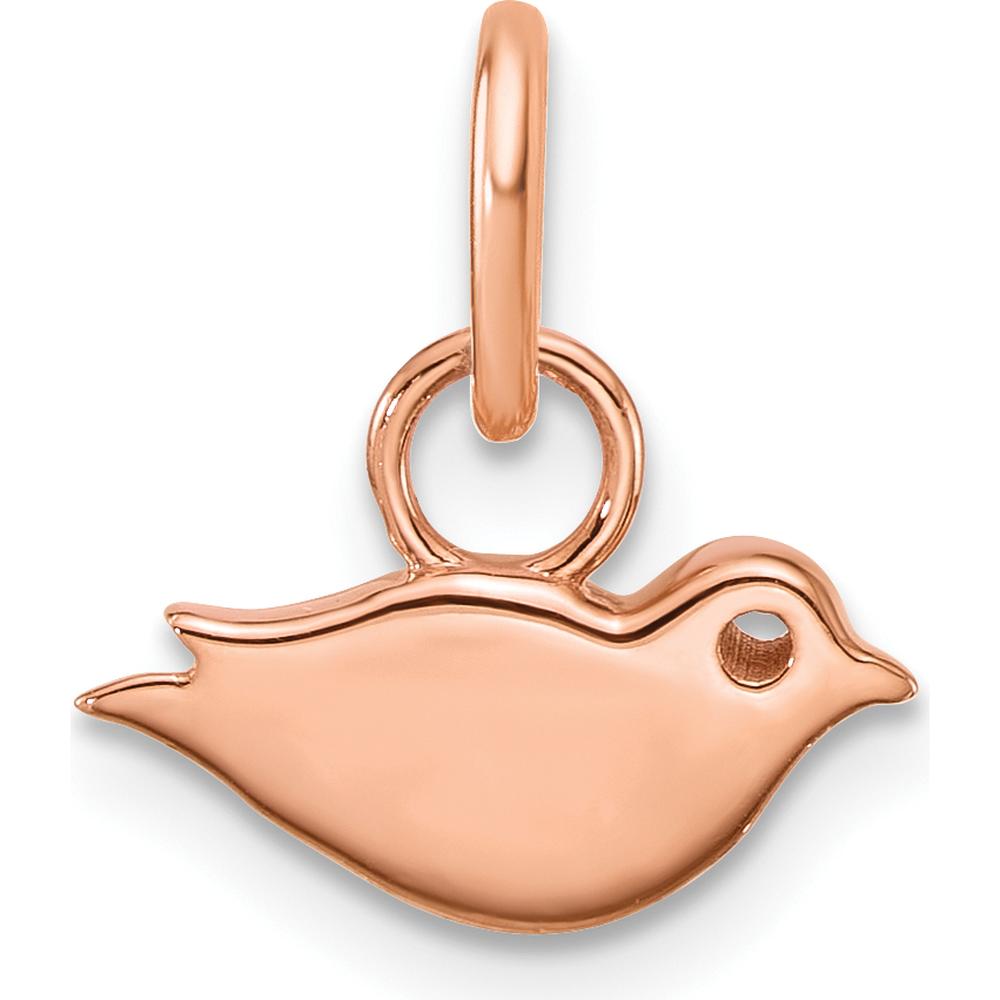 14K Rose Gold Polished Diamond Bird Charm with 6 Round Diamonds - 0.05 Carat Total Diamond Weight by Oro Pregiato