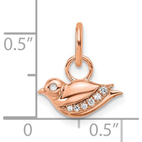 14K Rose Gold Polished Diamond Bird Charm with 6 Round Diamonds - 0.05 Carat Total Diamond Weight by Oro Pregiato