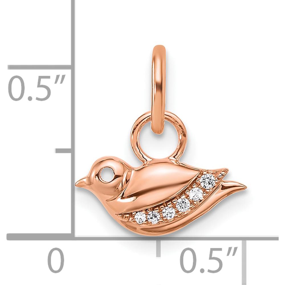 14K Rose Gold Polished Diamond Bird Charm with 6 Round Diamonds - 0.05 Carat Total Diamond Weight by Oro Pregiato