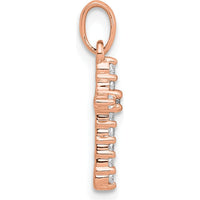 14K Rose Gold Polished Diamond Cross Pendant - 0.012 Carat Total Diamond Weight by Oro Pregiato