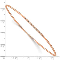 14K Rose Gold Polished Diamond-Cut 1.5mm Slip-on Round Bangle Bracelet by Oro Pregiato