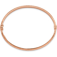 14K Rose Gold Polished Diamond-Cut Hinged Oval Bangle Bracelet - 4mm Width by Oro Pregiato