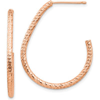 14K Rose Gold Polished Diamond-Cut J-Hoop Earrings by 0