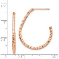 14K Rose Gold Polished Diamond-Cut J-Hoop Earrings by 0