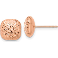 14K Rose Gold Polished Diamond-Cut Puffed Square Post Earrings - 10mm Size by 0
