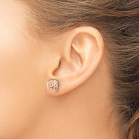 14K Rose Gold Polished Diamond-Cut Puffed Square Post Earrings - 10mm Size by 0