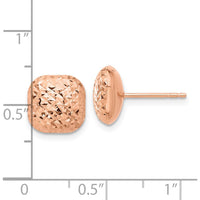 14K Rose Gold Polished Diamond-Cut Puffed Square Post Earrings - 10mm Size by 0