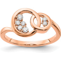 14K Rose Gold Polished Diamond Double Circle Ring - 0.085 Carat Total Diamond Weight by 0