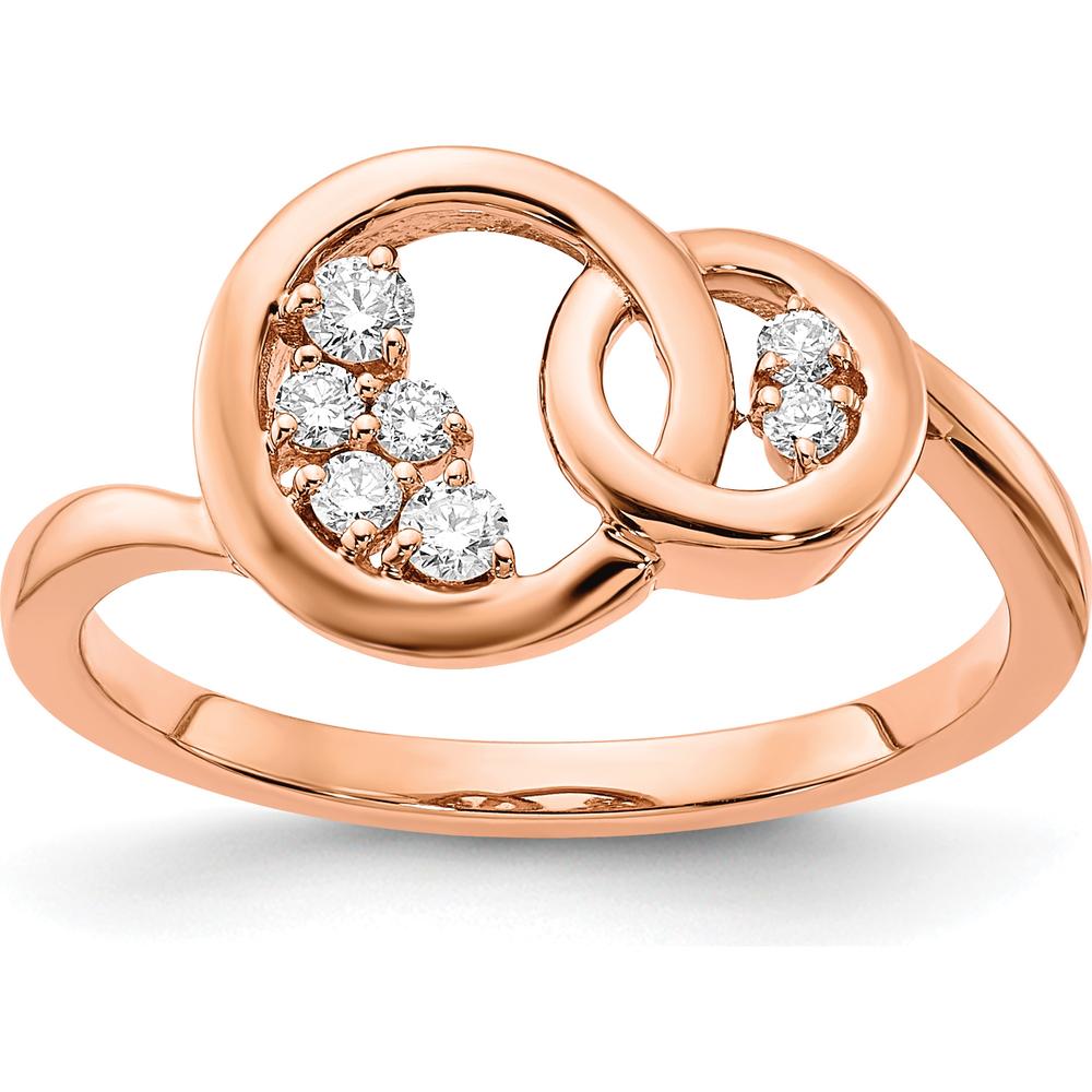 14K Rose Gold Polished Diamond Double Circle Ring - 0.085 Carat Total Diamond Weight by 0