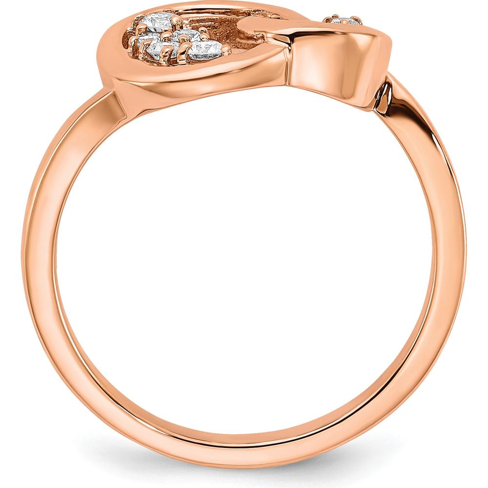 14K Rose Gold Polished Diamond Double Circle Ring - 0.085 Carat Total Diamond Weight by 0