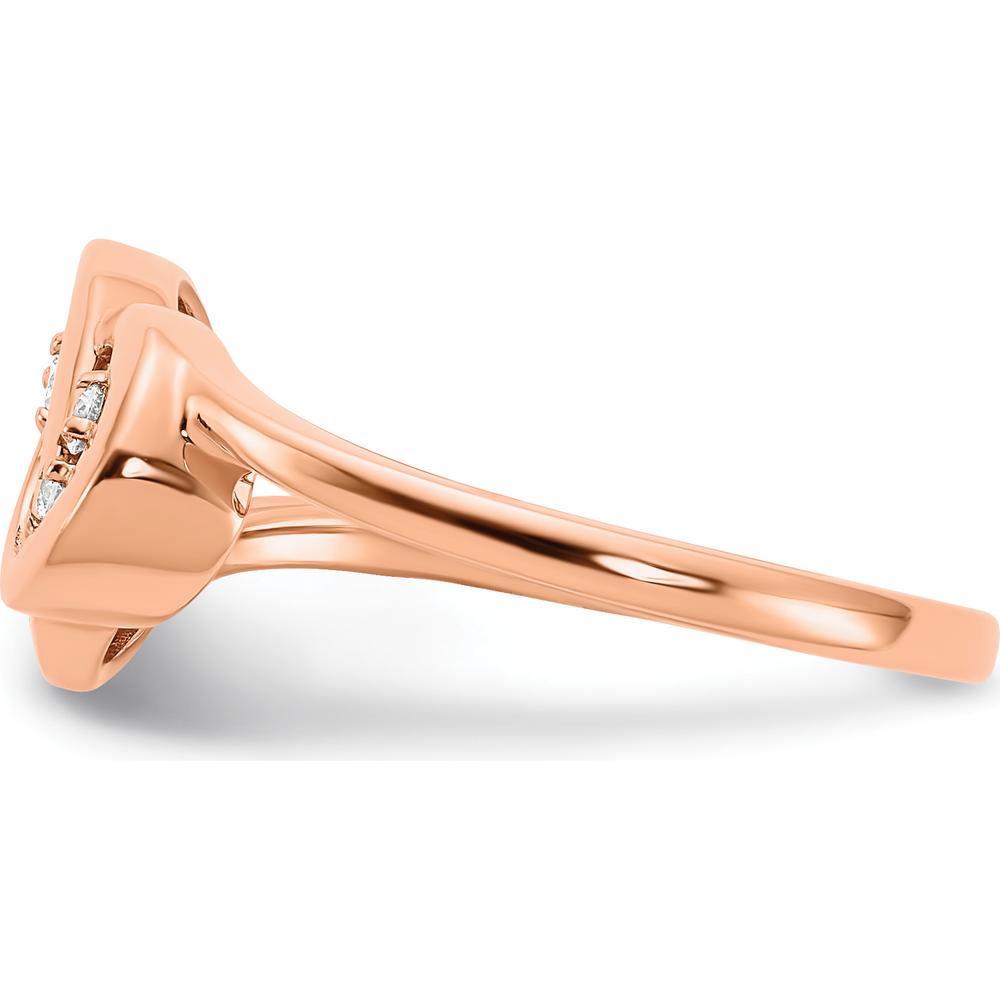 14K Rose Gold Polished Diamond Double Circle Ring - 0.085 Carat Total Diamond Weight by 0