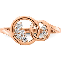 14K Rose Gold Polished Diamond Double Circle Ring - 0.085 Carat Total Diamond Weight by 0