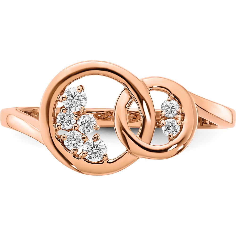 14K Rose Gold Polished Diamond Double Circle Ring - 0.085 Carat Total Diamond Weight by 0