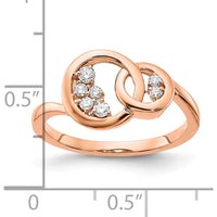 14K Rose Gold Polished Diamond Double Circle Ring - 0.085 Carat Total Diamond Weight by 0