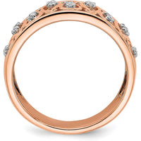 14K Rose Gold Polished Diamond Fancy Filigree Band with 9 Round Diamonds - 0.19 Carat Total Diamond Weight by 0