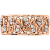 14K Rose Gold Polished Diamond Fancy Filigree Band with 9 Round Diamonds - 0.19 Carat Total Diamond Weight by 0